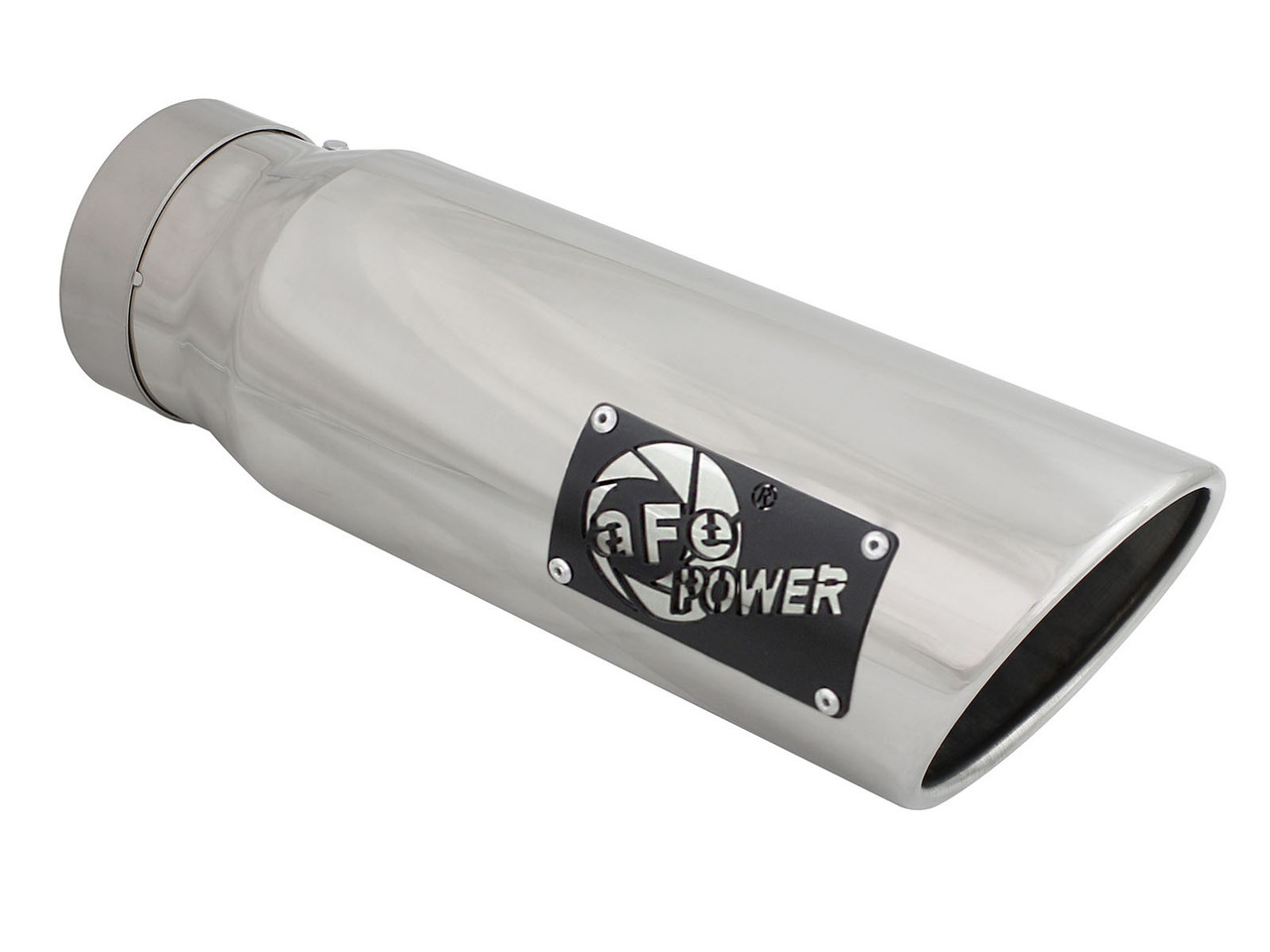 AFE 49T40501-P15 MACH FORCE-XP 4" 304 STAINLESS STEEL EXHAUST TIP 4"" X 5" OUT X 15" L BOLT-ON RIGHT