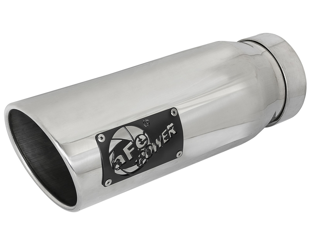 AFE 49T40502-P12 MACH FORCE-XP 4" 304 STAINLESS STEEL EXHAUST TIP 4" IN X 5" OUT X 12" (LEFT)