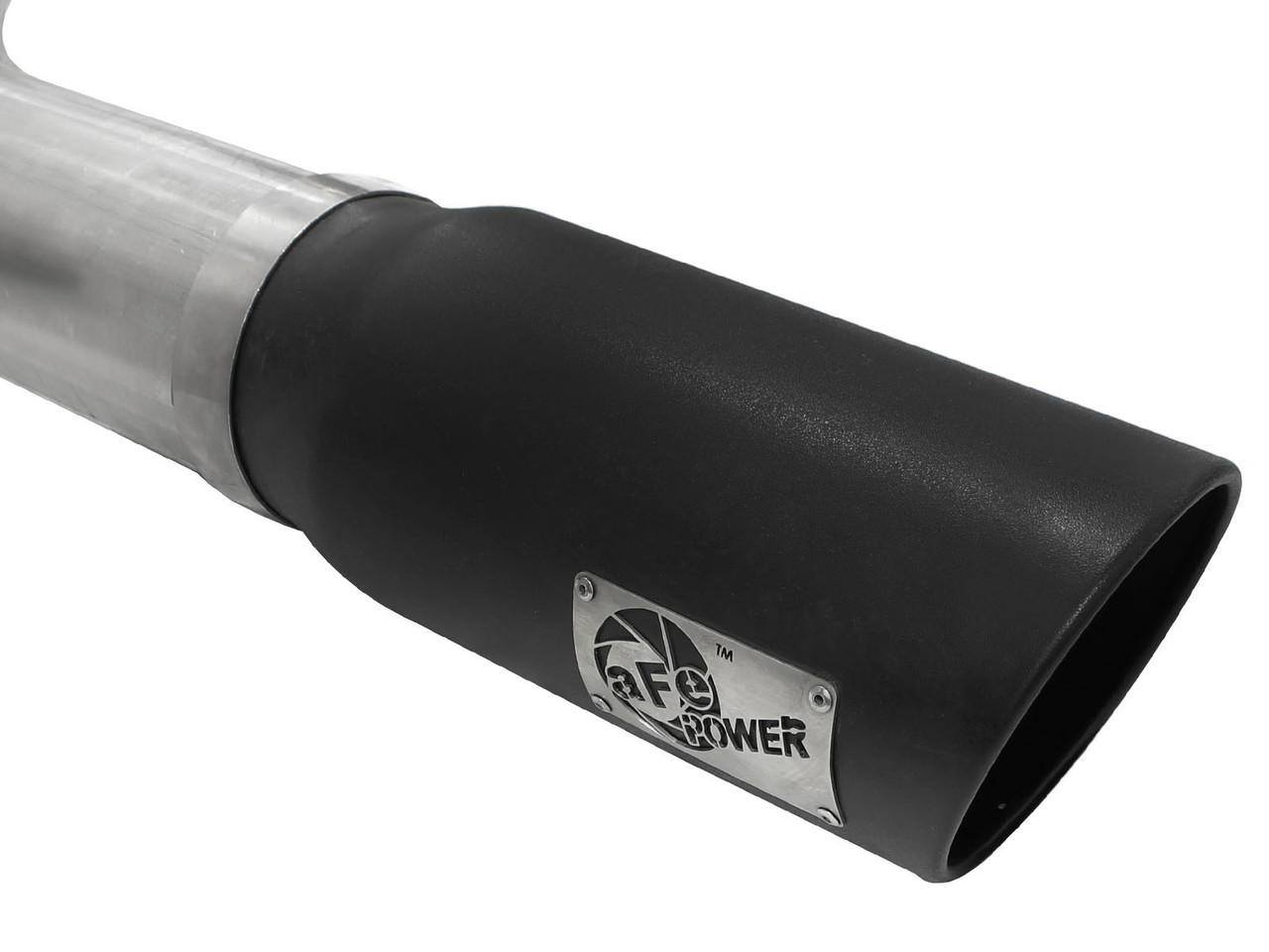 AFE 49-02039-B ATLAS 5" ALUMINIZED STEEL DPF-BACK EXHAUST SYSTEM - BLACK TIP FOR 13-18 CUMMINS 6.7L