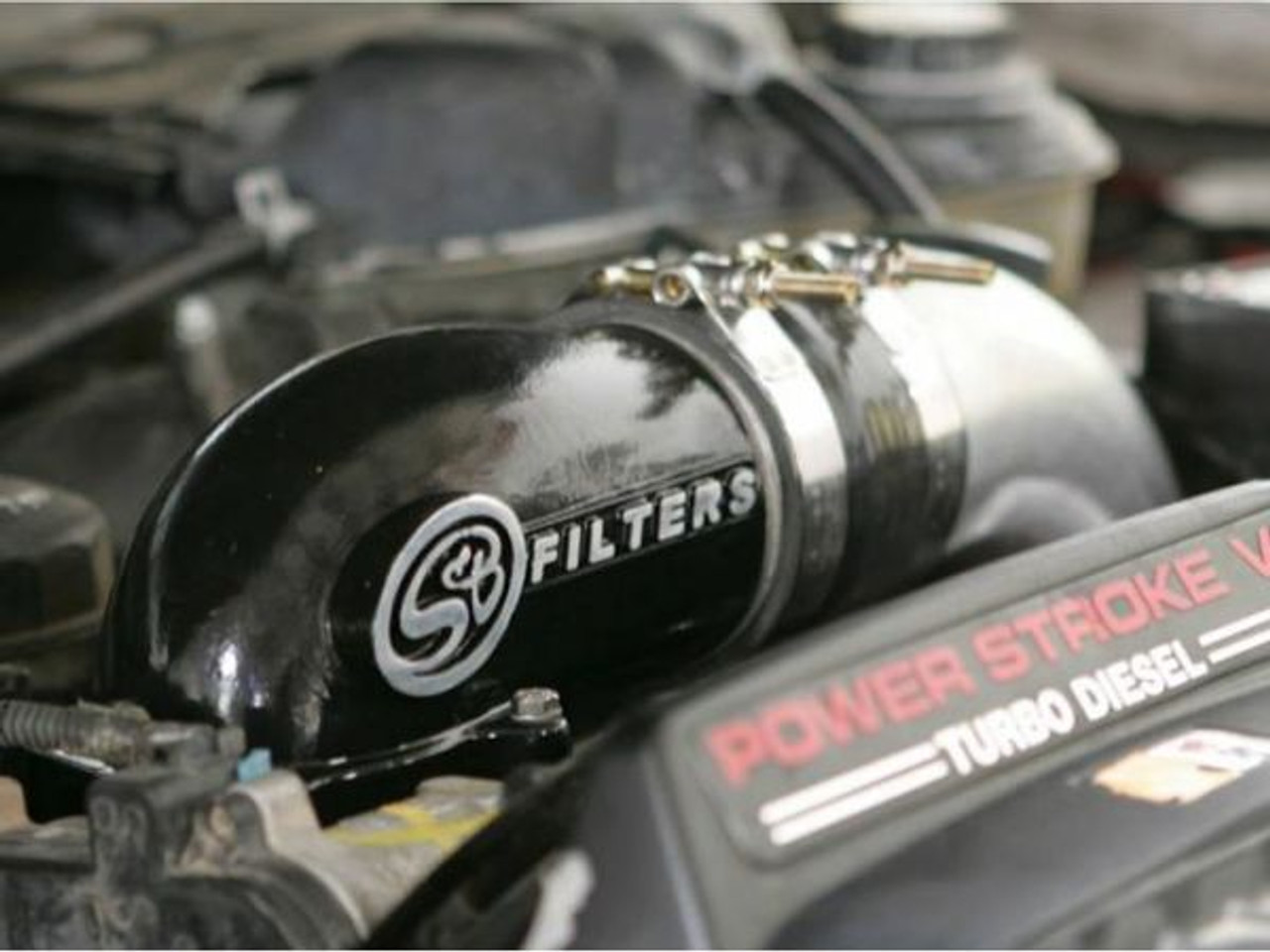 S&B FILTERS 76-1003B INTAKE ELBOW 90 DEGREE WITH COLD SIDE INTERCOOLER PIPING AND BOOTS 2003-2004 FORD POWERSTROKE 6.0L
