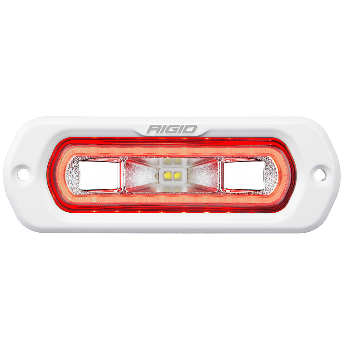 RIGID INDUSTRIES 51202 SR-L SERIES MARINE SPREADER POD 2 WIRE FLUSH MOUNT WHITE WITH RED HALO