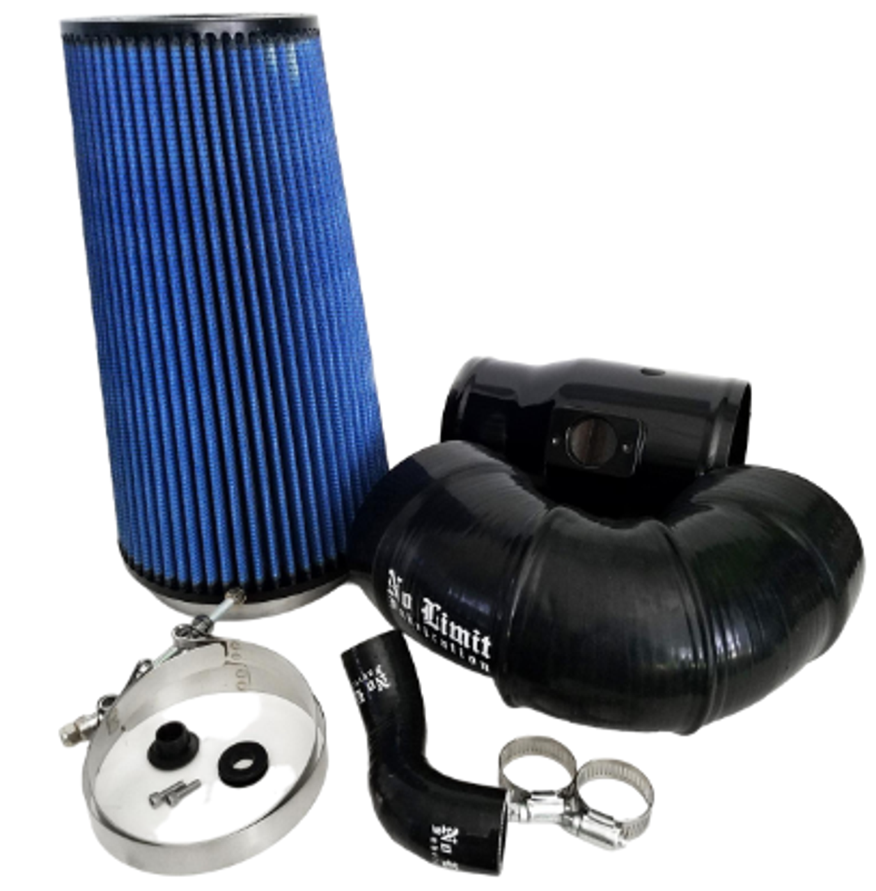 NO LIMIT FAB 64CAIBO5 BLACK COLD AIR INTAKE WITH 5" OILED FILTER FOR MOD TURBO FOR 08-10 FORD 6.4L POWERSTROKE