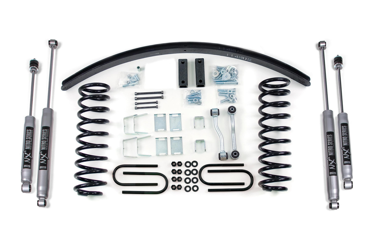 BDS SUSPENSION BDS433H 3 INCH LIFT KIT JEEP CHEROKEE XJ 84-01 DANA 35 LEAF SPRINGS NX2 NITRO