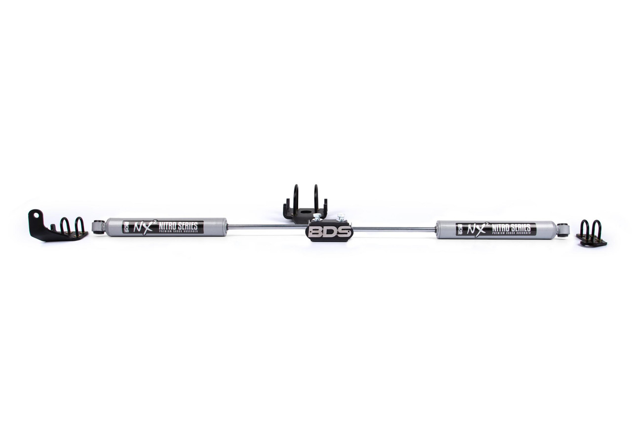 BDS SUSPENSION BDS2013DH DUAL STEERING STABILIZER KIT W/ NX2 SHOCKS DODGE RAM 1500 94-01 AND 2500/3500 Y-STYLE 94-08 4WD