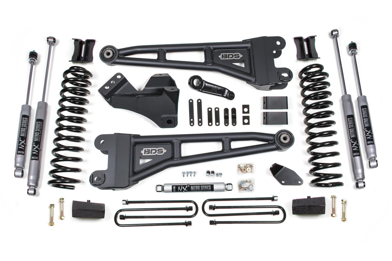 BDS SUSPENSION BDS1937FS 4 INCH LIFT KIT W/ RADIUS ARM FORD F250/F350 SUPER DUTY 08-10 4WD DIESEL BLOCK WITHOUT FACTORY OVERLOAD FOX 2.0 PERFORMANCE