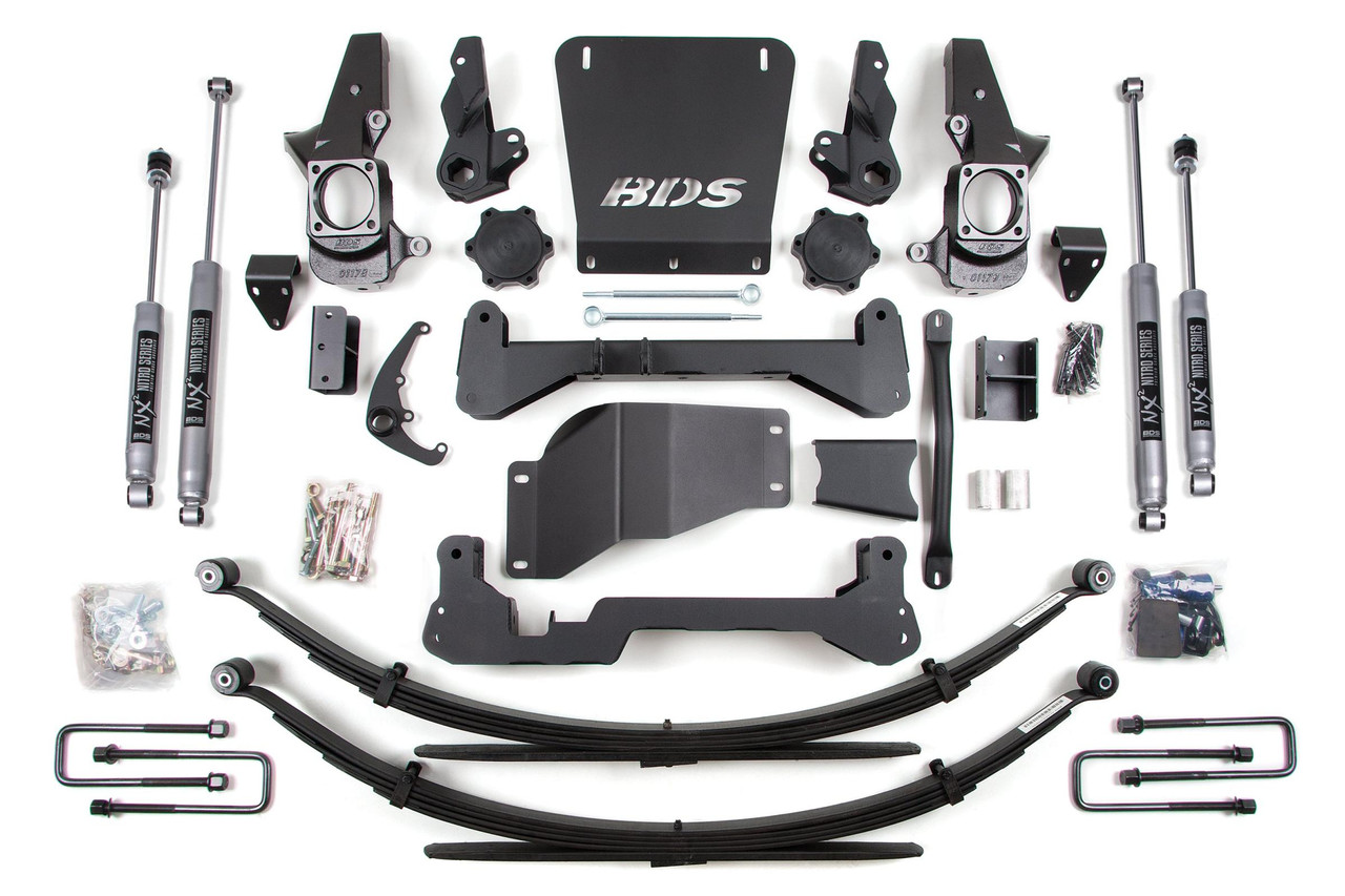 BDS SUSPENSION BDS190H 7 INCH LIFT KIT SILVERADO/SIERRA 2500HD/3500 01-10 4WD STANDARD KNUCKLE LEAF SPRINGS NX2 NITRO SHOCKS