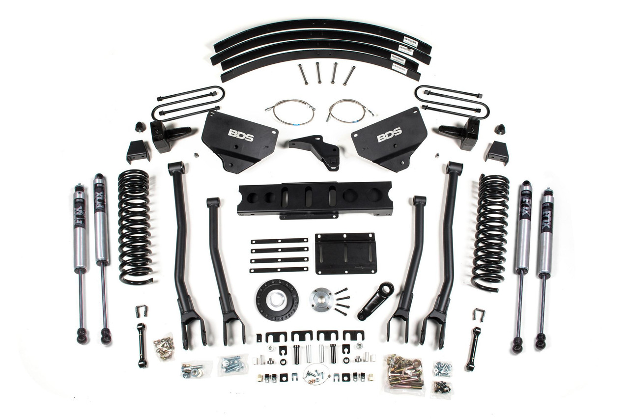 BDS SUSPENSION BDS1791FS 8 INCH LIFT KIT W/ 4-LINK RAM 3500 13-18 4WD DIESEL 5 INCH BLOCK ADD A LEAF 8 BOLT INDEXING RING FOX 2.0 PERFORMANCE SHOCKS