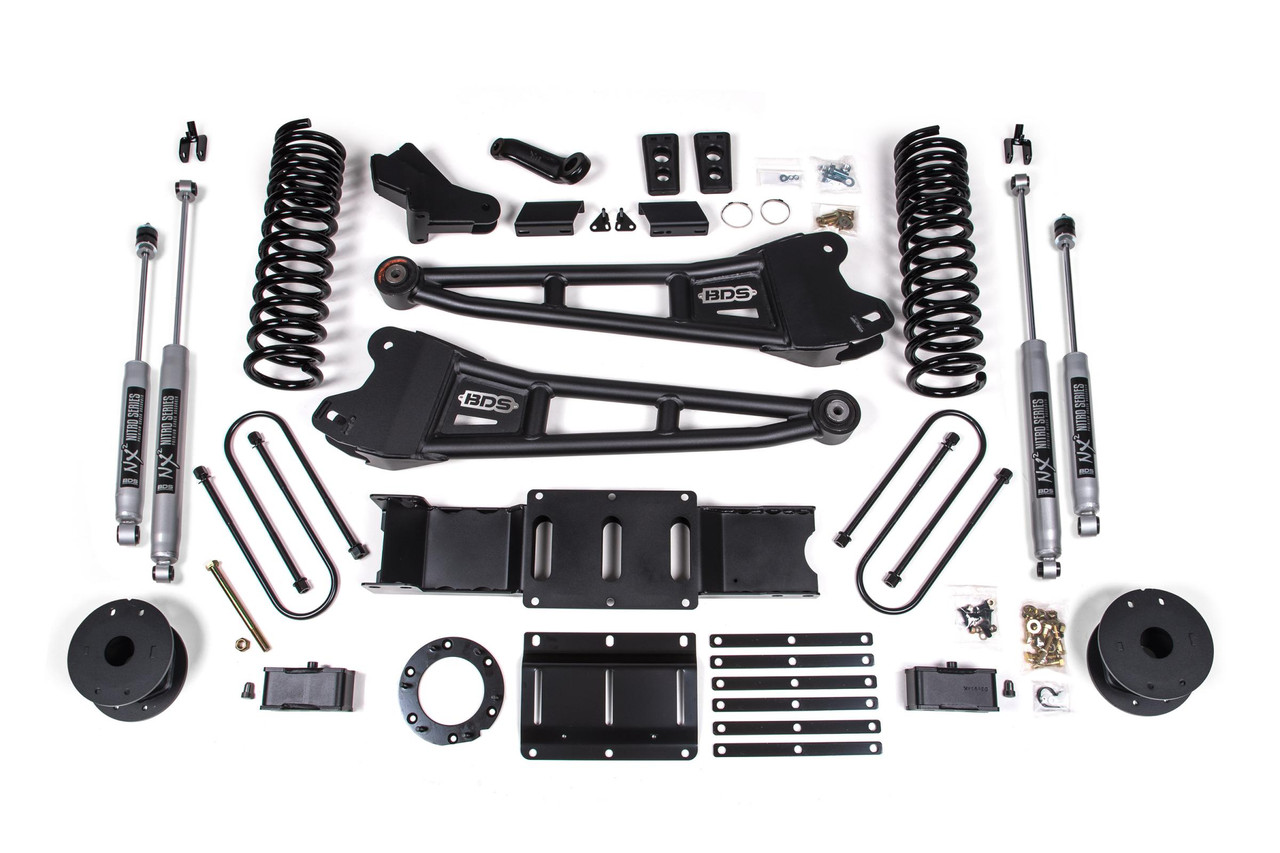 BDS SUSPENSION BDS1722FS 4 INCH LIFT KIT W/ RADIUS ARM RAM 3500 W/ REAR AIR RIDE 19-24 4WD GAS FOX 2.0 PERFORMANCE SHOCKS