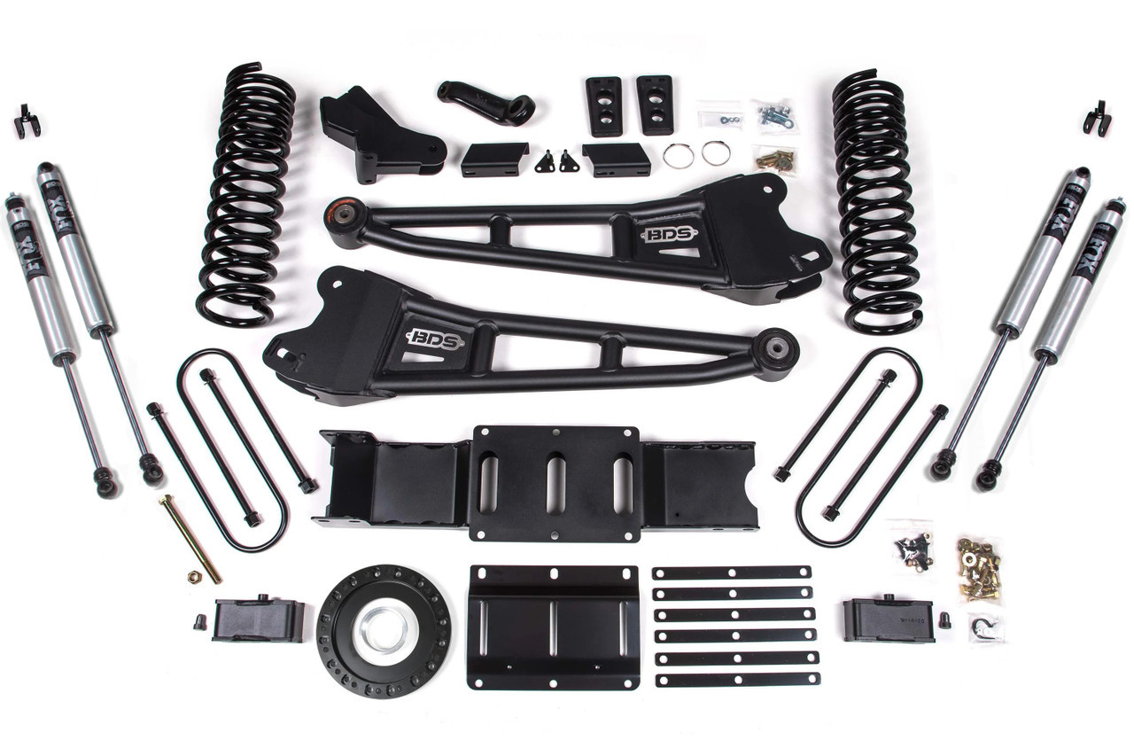 BDS SUSPENSION BDS1704FS 4 INCH LIFT KIT W/ RADIUS ARM 2 INCH REAR BLOCK RAM 3500 19-24 4WD DIESEL WITHOUT FACTORY REAR OVERLOAD LEAF 6 BOLT FOX 2.0 PERFORMANCE SHOCKS