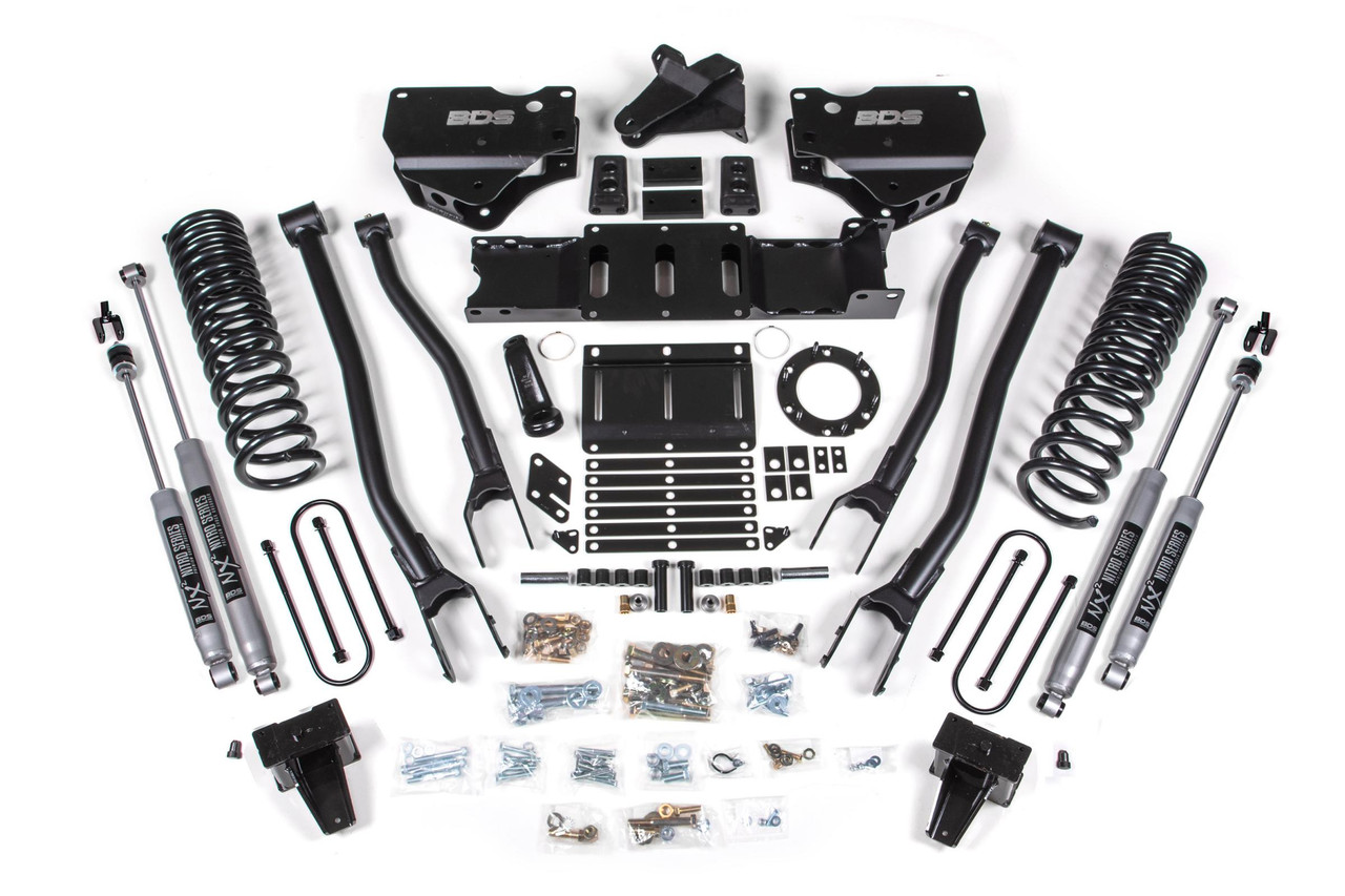 BDS SUSPENSION BDS1690FS 6 INCH LIFT KIT W/ 4-LINK RAM 3500 19-24 4WD DIESEL NO FACTORY REAR OVERLOAD LEAF 6 BOLT FOX 2.0 PERFORMANCE SHOCKS