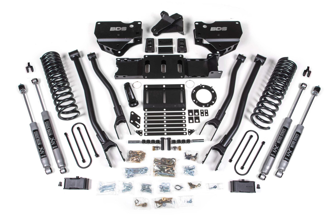 BDS SUSPENSION BDS1677H 4 INCH LIFT KIT W/ 4-LINK RAM 3500 19-23 4WD GAS WITH FACTORY REAR OVERLOAD LEAF NX2 NITRO SHOCKS