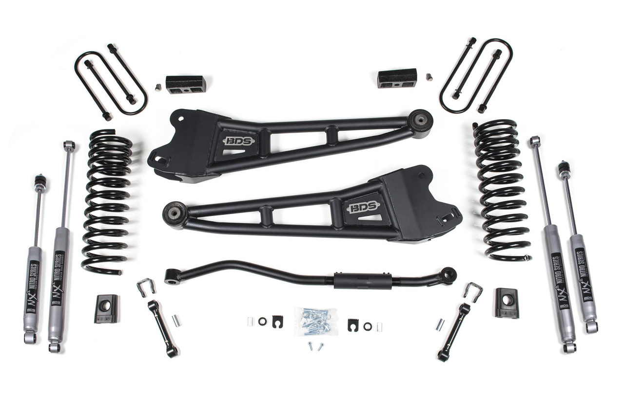 BDS SUSPENSION BDS1654FPE 3 INCH LIFT KIT W/ RADIUS ARM RAM 3500 19-24 4WD DIESEL WITH FACTORY REAR OVERLOAD LEAF FOX 2.5 PERFORMANCE ELITE SHOCKS