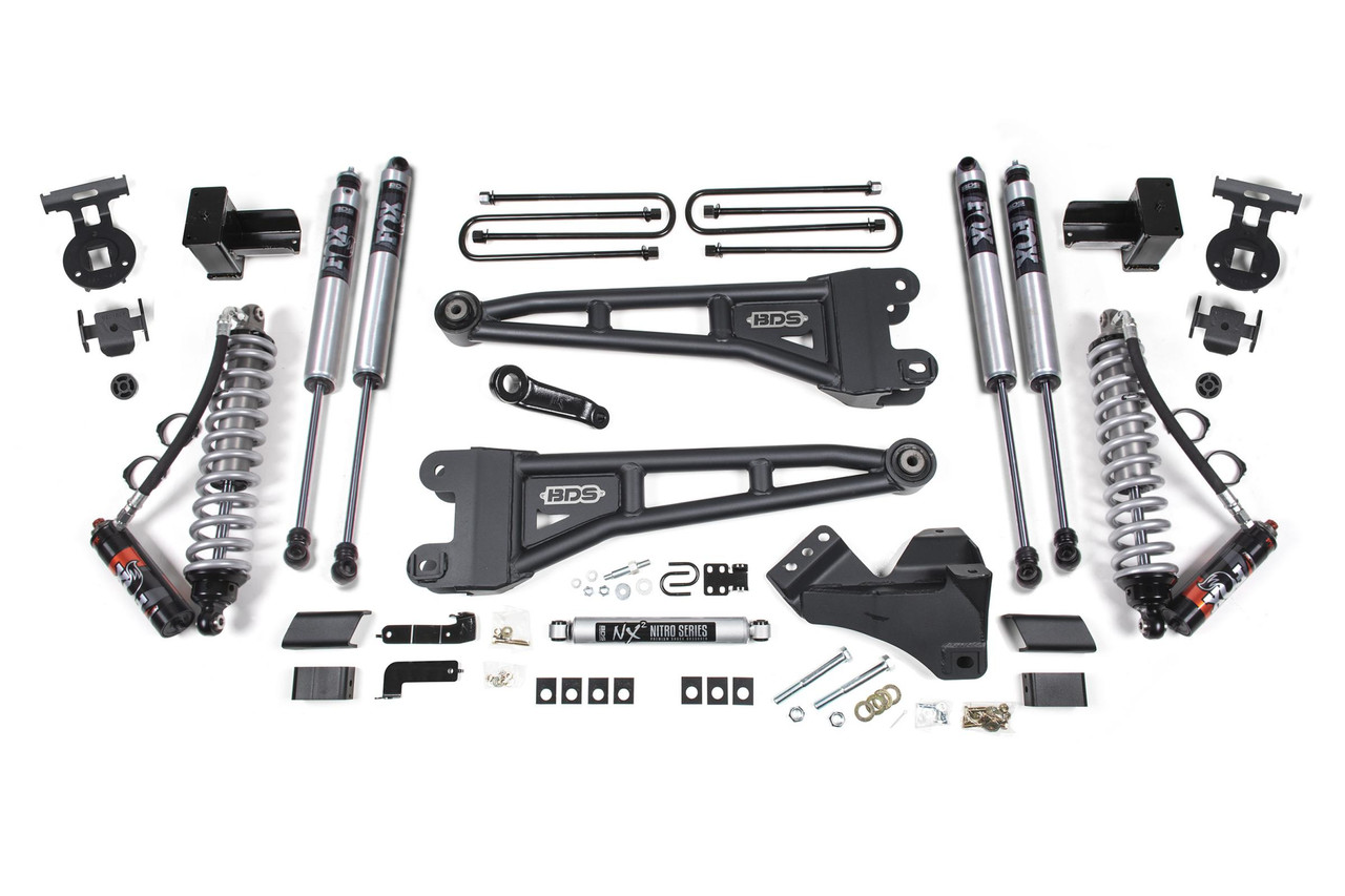 BDS SUSPENSION BDS1557FPE 4 INCH LIFT KIT W/ RADIUS ARM FOX 2.0 PERFORMANCE SHOCKS COIL-OVER CONVERSION FORD F250/F350 SUPER DUTY 17-19 4WD DIESEL LEAF SPRINGS