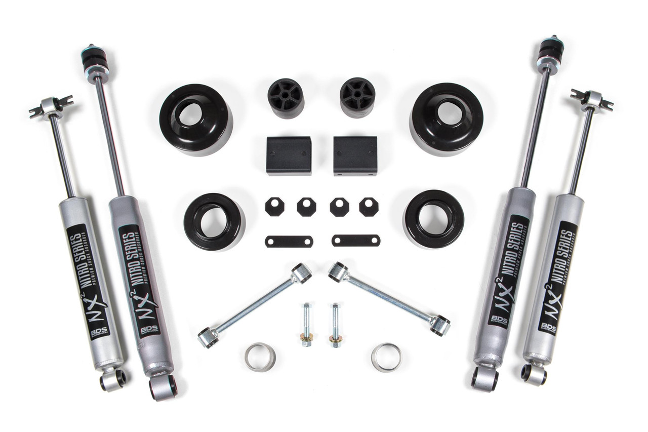 BDS SUSPENSION BDS1429H 2 INCH LIFT KIT COIL SPACER JEEP WRANGLER JK 12-18 2-DOOR NX2 NITRO SHOCKS