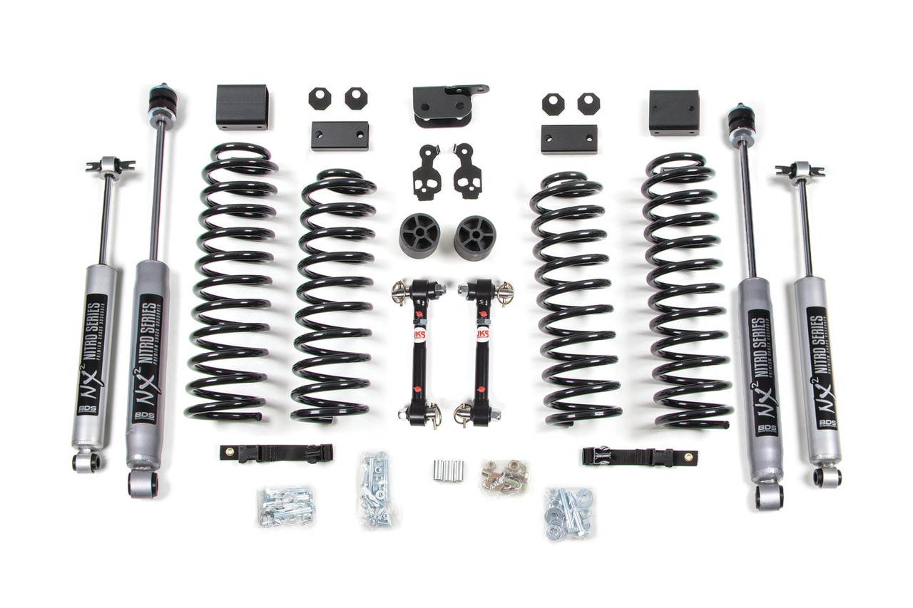 BDS SUSPENSION BDS1424H 3 INCH LIFT KIT JEEP WRANGLER JK 07-11 2-DOOR FIXED SWAY BAR LINKS NX2 NITRO SHOCKS