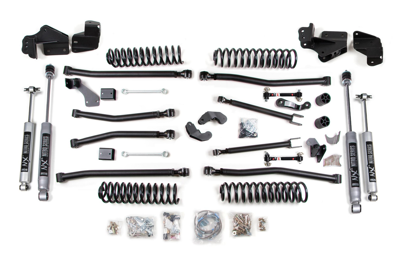 BDS SUSPENSION BDS1420H 4 INCH LIFT KIT LONG ARM JEEP WRANGLER JK 07-18 2-DOOR FIXED SWAY BAR LINKS NX2 NITRO SHOCKS