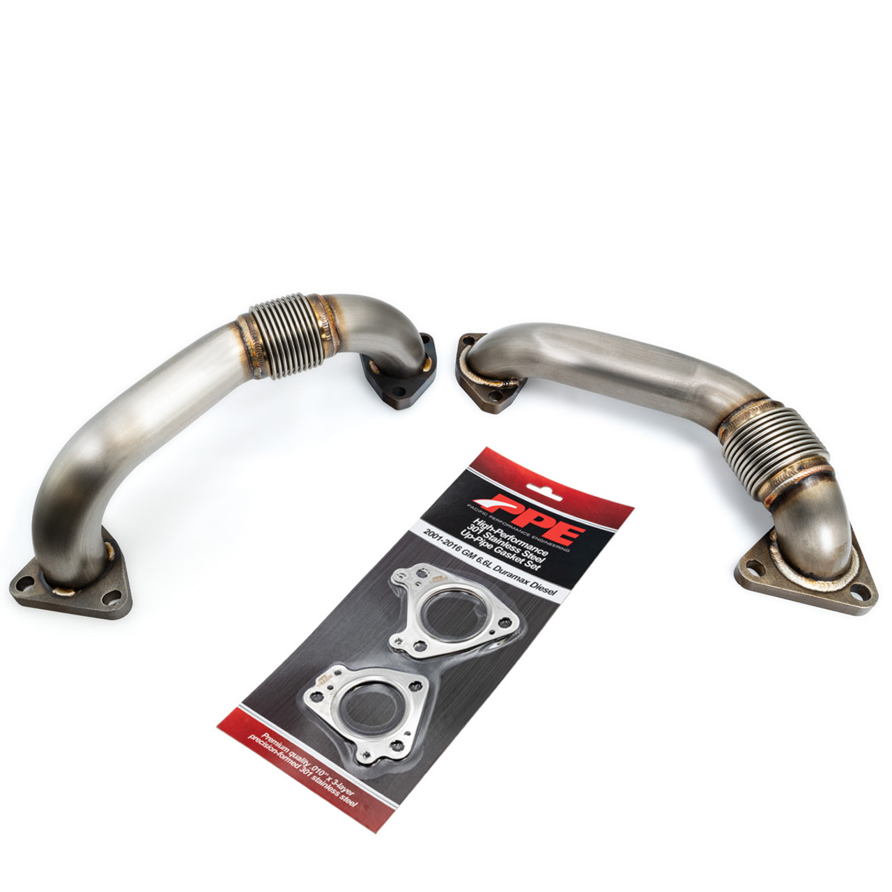 PPE 116120000 GM 6.6L DURAMAX OEM LENGTH REPLACEMENT HIGH FLOW UP-PIPES GM FED 01-04 AND CA 2001 PPE 116120000 GM 6.6L DURAMAX OEM LENGTH REPLACEMENT HIGH FLOW UP-PIPES GM FED 01-04 AND CA 2001