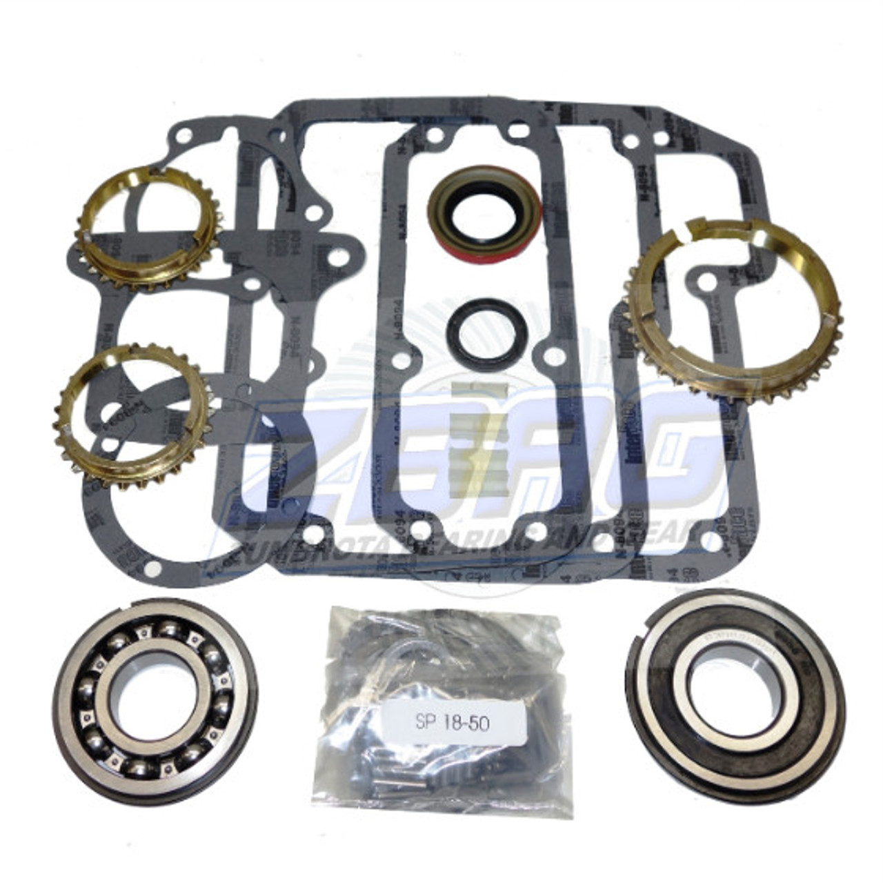 USA ZMBK114AWS T18 TRANSMISSION BEARING/SEAL KIT W/SYNCHRO RINGS BRONCO/F100-F500/M400/P350 4-SPEED MANUAL TRANS 23MM 7/8 INCH THICK INPUT BEARING
