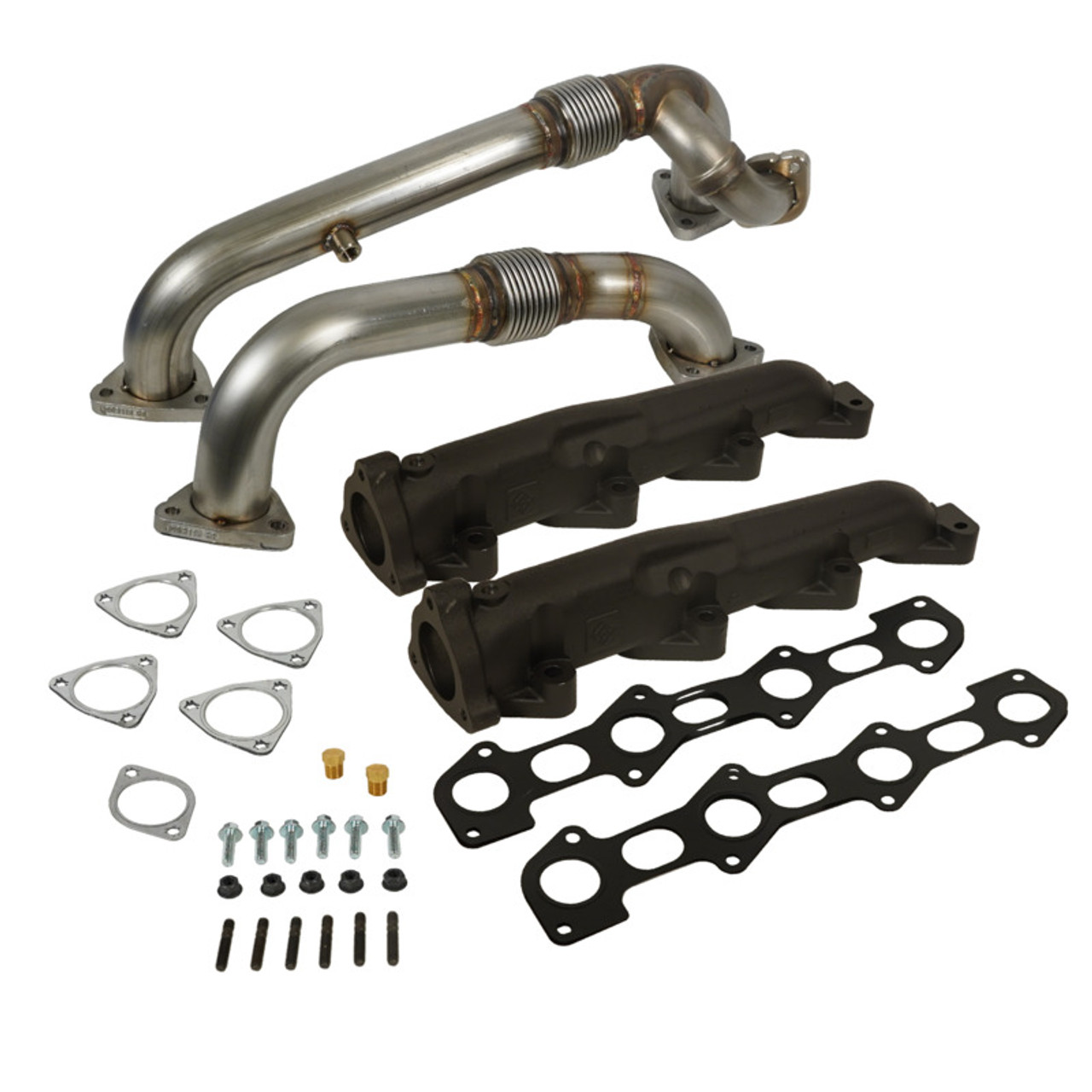 BD DIESEL 1041484 EXHAUST MANIFOLD AND UP-PIPES SET POWER STROKE 6.4L FORD 2008-2010 F-250/F-350/F-450/F-550 SUPERDUTY