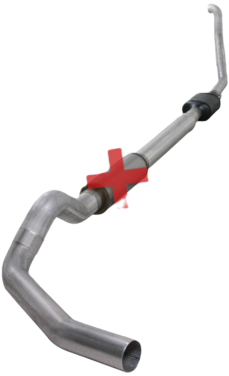 DIAMOND EYE K5314A-RP TURBO BACK EXHAUST FOR 94-97.5 FORD F250/F350 SUPERDUTY 7.3L 5 INCH NO MUFFLER SINGLE PASS ALUMINUM
