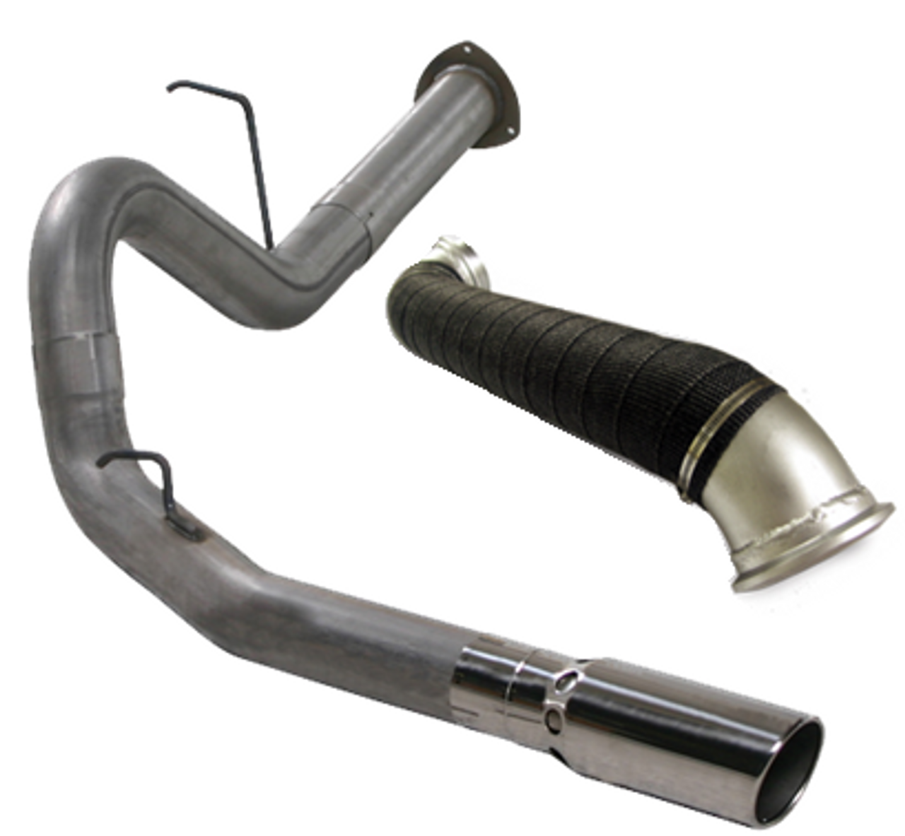 DIAMOND EYE K4129A FILTER BACK EXHAUST 07.5–10 SILVERADO/SIERRA 2500/3500 LMM SINGLE PASS NO MUFFLER 4 INCH ALUMINIZED