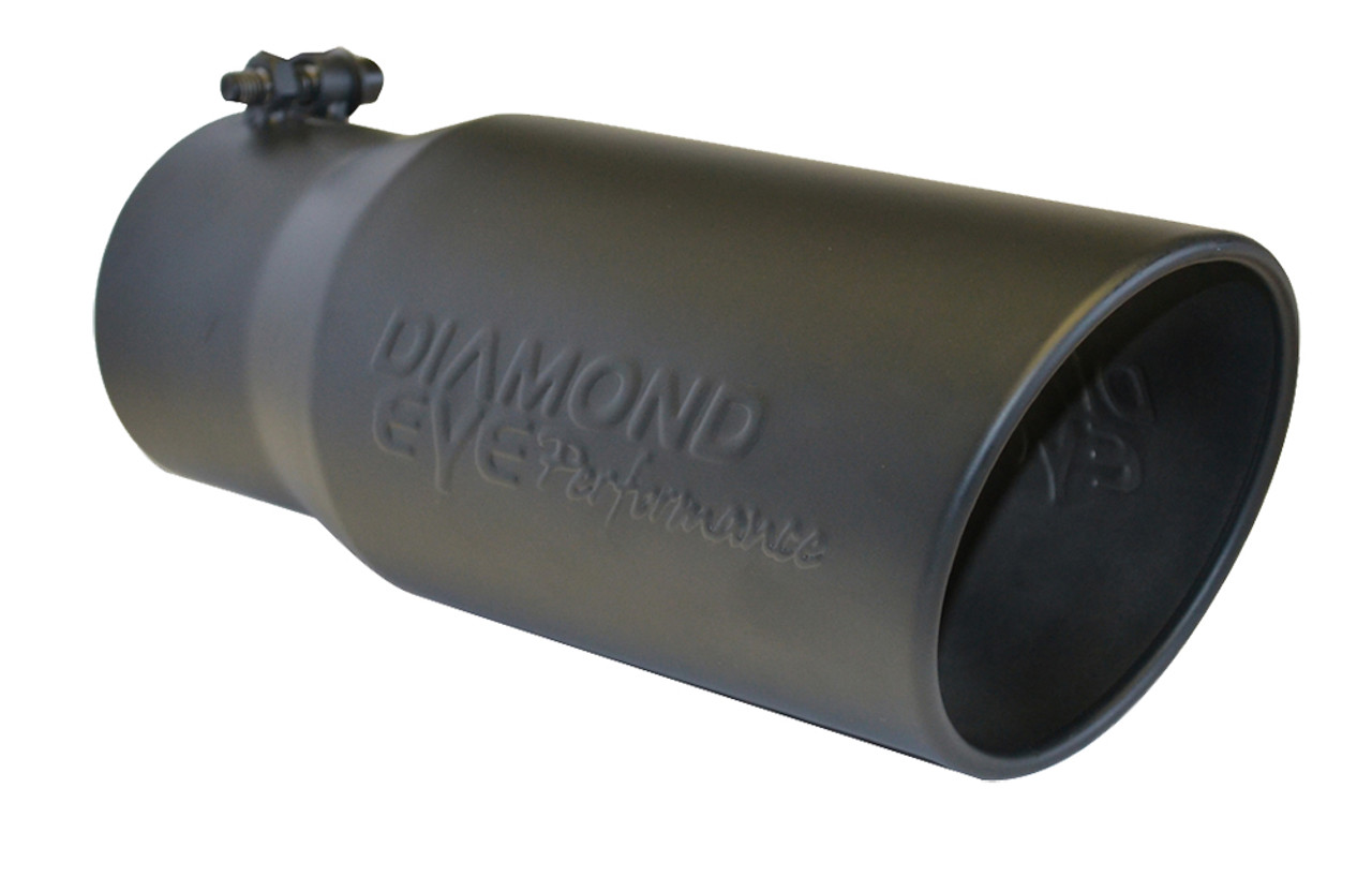 DIAMOND EYE 4512BRA-DEBK EXHAUST PIPE TIP 4 INCH INLET X 5 INCH OUTLET X 12 IN. ROLLED ANGLE BLACK POWDERCOAT EXHAUST TIP TAIL PIPE TIPS