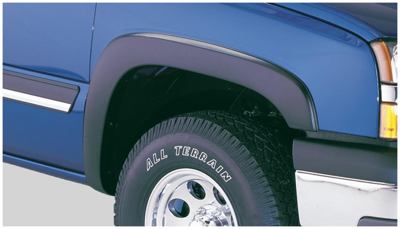 BUSHWACKER 40915-02 BLACK OE STYLE SMOOTH FINISH 4-PIECE FENDER FLARE SET FOR 2003-2007 CHEVROLET SILVERADO TRUCKS (CHECK APPLICATION GUIDE)
