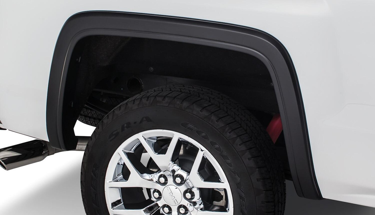 BUSHWACKER 40082-02 BLACK OE STYLE SMOOTH FINISH REAR FENDER FLARES FOR 2007-2013 SIERRA 1500 2007-2014 SIERRA 2500 HD
