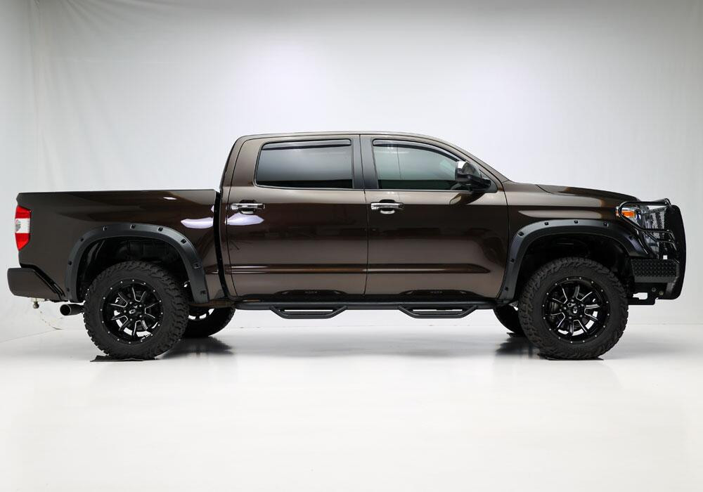 BUSHWACKER 38607-08 BLACK FORGE POCKET/RIVET TEXTURED FINISH 4-PC FENDER FLARE SET FOR 14-21 TOYOTA TUNDRA