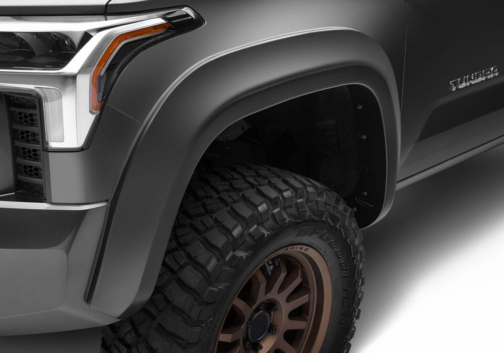BUSHWACKER 30055-02 BLACK EXTENDAFENDER STYLE SMOOTH FINISH FRONT FENDER FLARES FOR 22-26 TOYOTA TUNDRA