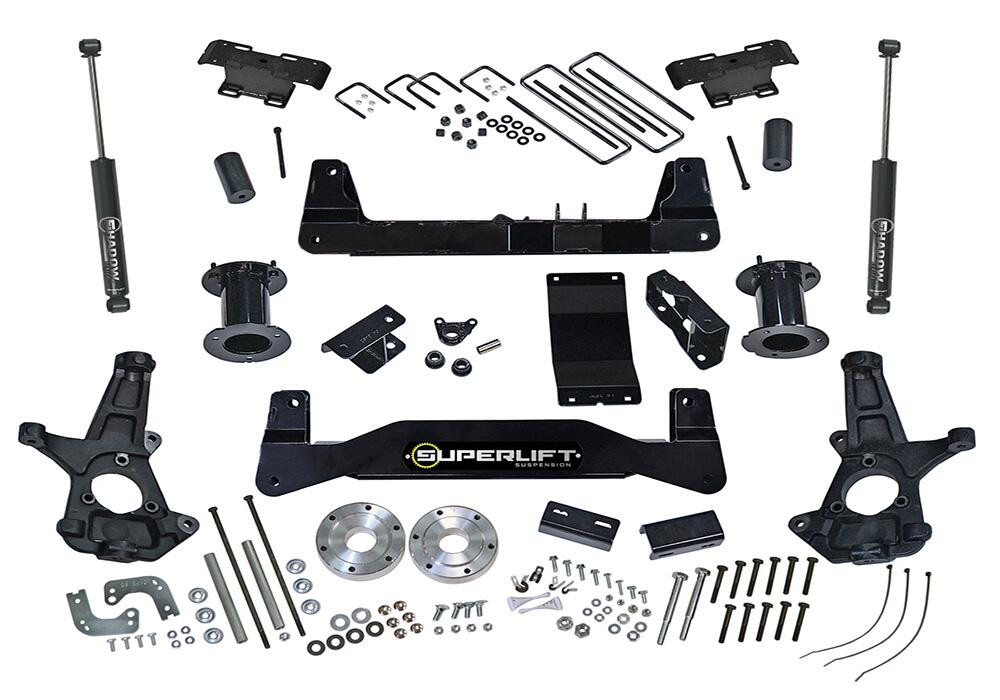 SUPERLIFT K161 6.5 INCH LIFT KIT 2014-2018 CHEVY SILVERADO AND GMC SIERRA 1500 4WD WITH ALUMINUM OR STAMPED STEEL CONTROL ARMS WITH REAR SHOCKS