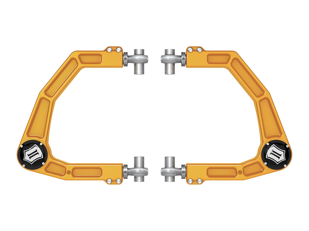 ICON 58552GDJ 2024-2025 TOYOTA TACOMA/2024-2025 TOYOTA LAND CRUISER 250 SERIES/2024-2025 LEXUS GX550/2025 TOYOTA 4RUNNER FRONT BILLET UPPER CONTROL ARMS W/ DELTA JOINT PRO GOLD ANODIZING