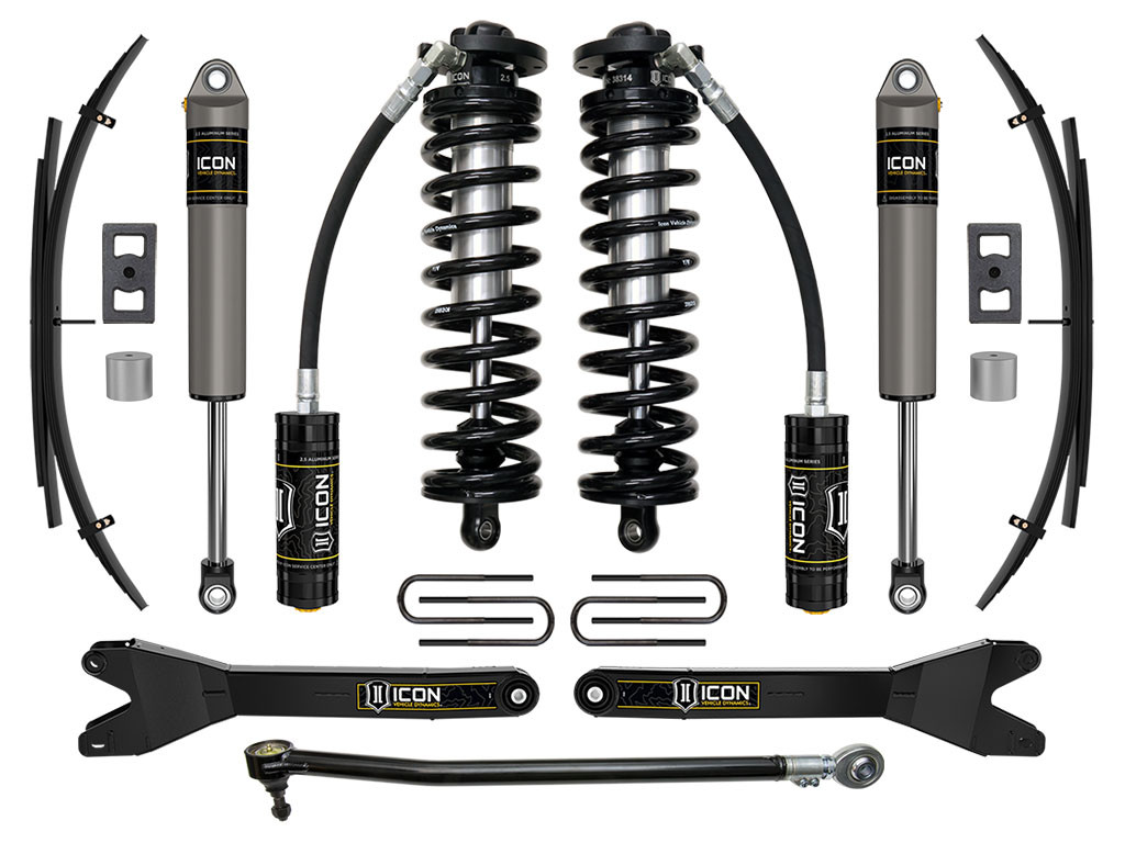 ICON K63202RL 2023-2025 FORD F-250/F-350 SUPER DUTY 4WD 2.5-3 INCH LIFT STAGE 2 COILOVER CONVERSION SYSTEM W/ RADIUS ARMS & EXPANSION PACKS