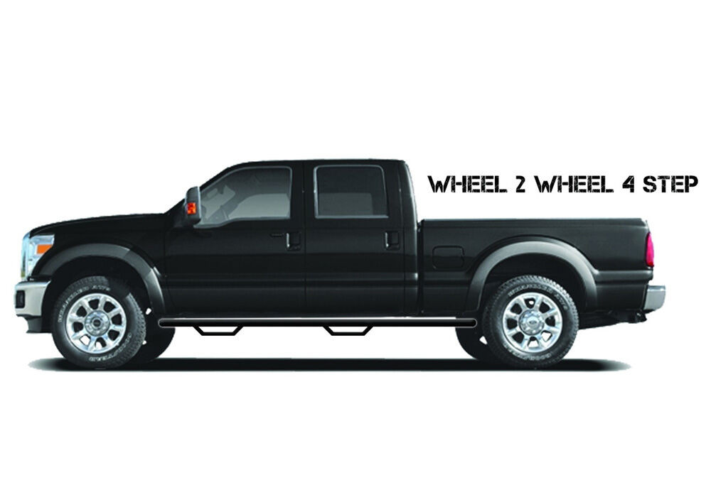 N-FAB T1589CC-TX NERF STEP BAR WHEEL-TO-WHEEL WITHOUT BED ACCESS (2 STEPS PER SIDE) 3 INCH MAIN TUBE DIAMETER 2016-2023 TOYOTA TACOMA 6 FOOT BED DOUBLE CAB TEXTURED BLACK
