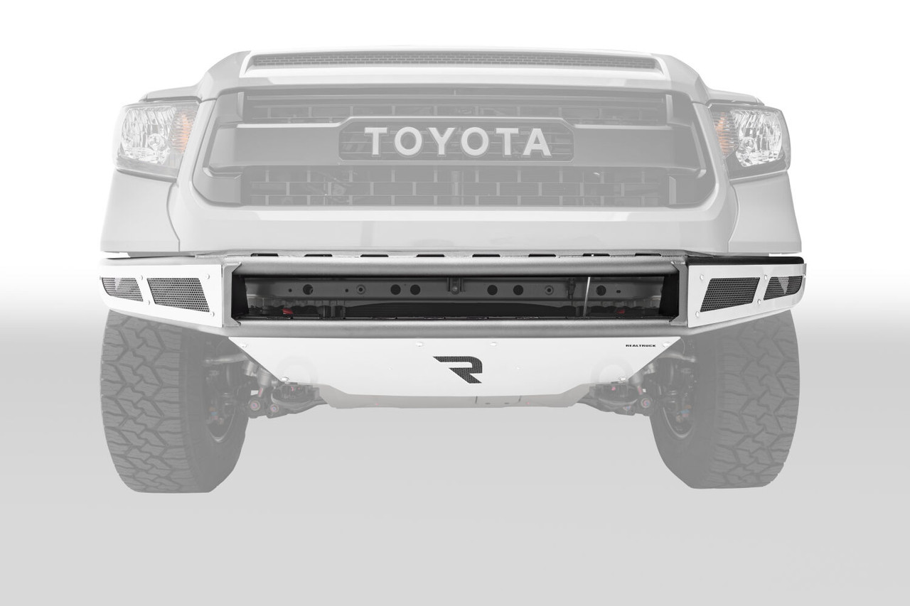 N-FAB T141MRDS M-RDS FRONT BUMPER PRE-RUNNER RADIUS STYLE 1 PIECE WITH INTEGRATED BRUSHED ALUMINUM SKID PLATE 2014-2021 TOYOTA TUNDRA GLOSS BLACK