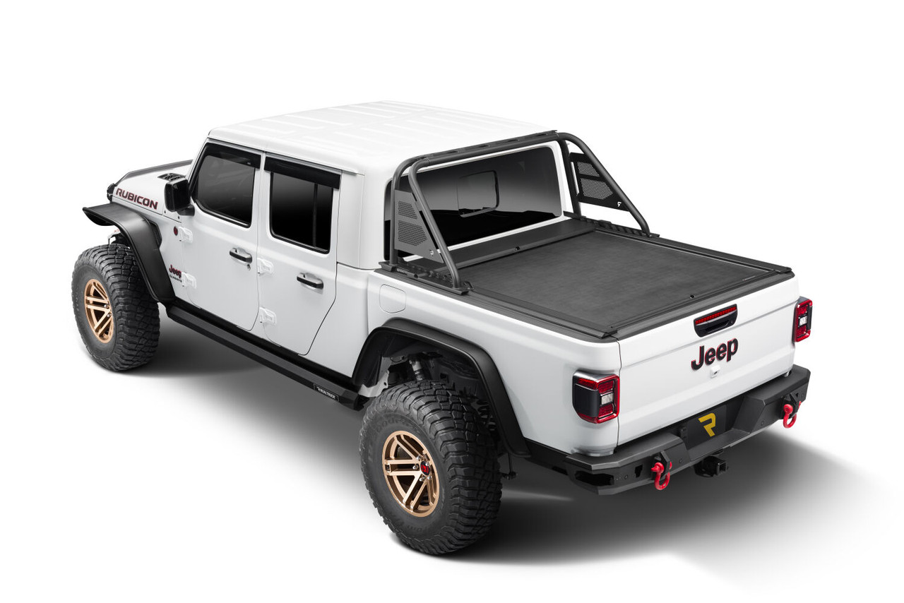 N-FAB J19BR-RLT ARC SPORTS BAR 2020-2024 JEEP GLADIATOR TX BLK WORKS WITH ROLL-N-LOCK AND RUGGED RIDGE ARMIS RETRACTABLE BED COVER ONLY