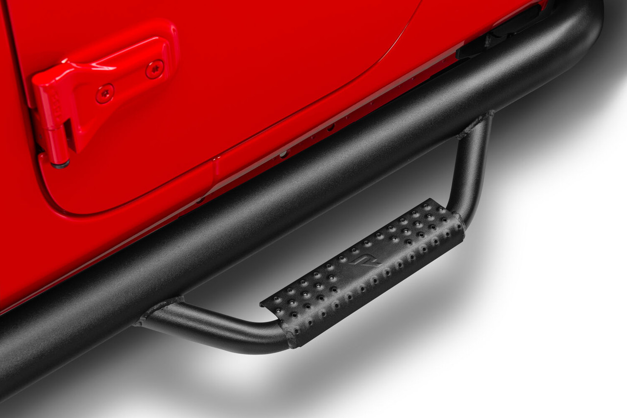 N-FAB J1980T NERF STEP BAR WHEEL-TO-WHEEL (2 STEPS PER SIDE) 3 INCH MAIN TUBE DIAMETER 2020-2025 JEEP GLADIATOR JT 4-DOOR TEXTURED BLACK