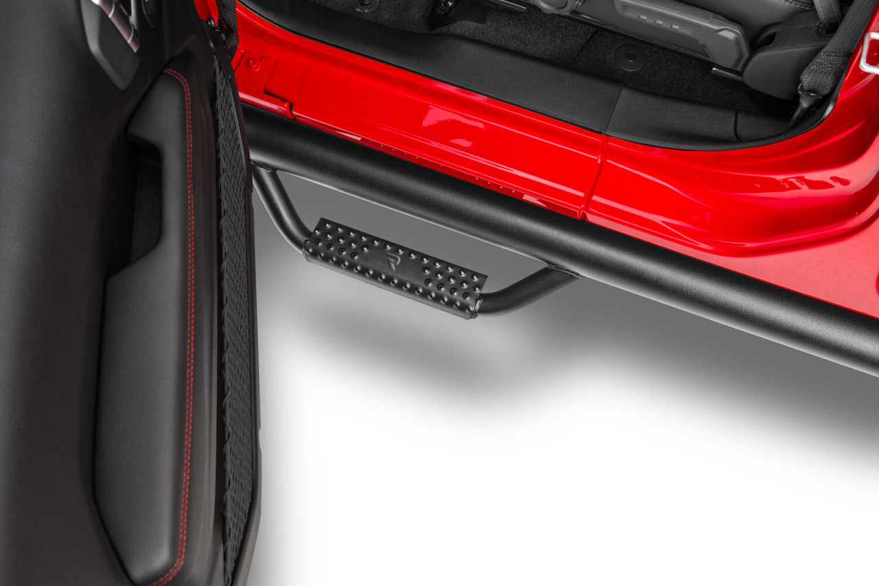 N-FAB J1980T NERF STEP BAR WHEEL-TO-WHEEL (2 STEPS PER SIDE) 3 INCH MAIN TUBE DIAMETER 2020-2025 JEEP GLADIATOR JT 4-DOOR TEXTURED BLACK