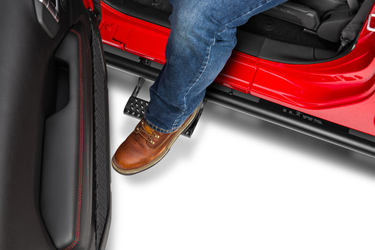 N-FAB J194TRKRS4 RKR STEP SYSTEM FULL LENGTH (1 STEP MOUNT/1 STEP PER SIDE) 1.75 INCH RAILS 2020-2025 JEEP GLADIATOR JT 4-DOOR TEXTURED BLACK