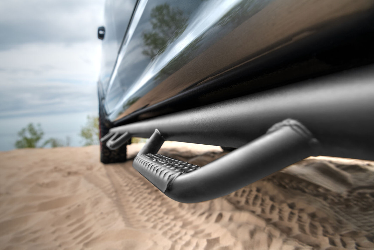 N-FAB F1596CC-6-TX NERF STEP BAR WHEEL-TO-WHEEL WITH BED ACCESS (3 STEPS PER SIDE) 3 INCH MAIN TUBE DIAMETER 2015-2025 FORD F-150 5 FOOT 7 INCH SUPERCREW TEXTURED BLACK