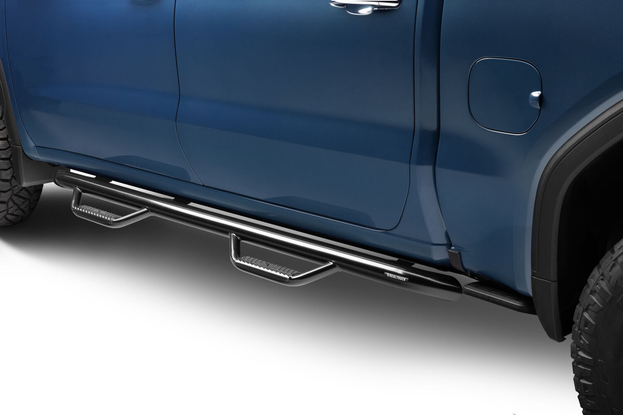 N-FAB C1980CC NERF STEP BAR CAB LENGTH (2 STEPS PER SIDE) 2019 (NEW BODY STYLE)-2025 CHEVY SILVERADO/GMC SIERRA 1500/2020-2025 2500 HD/3500 HD CREW CAB GLOSS BLACK