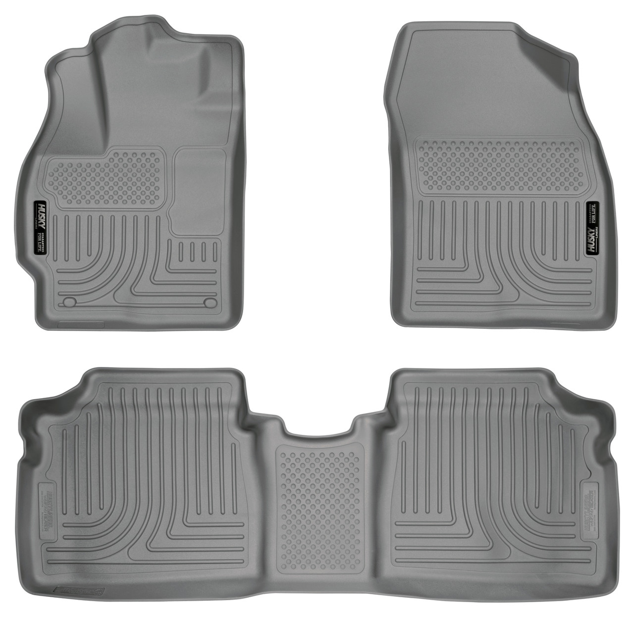 HUSKY LINERS 98922 WEATHERBEATER FRONT & 2ND SEAT FLOOR LINERS FOR 2010-2014 PRIUS GREY
