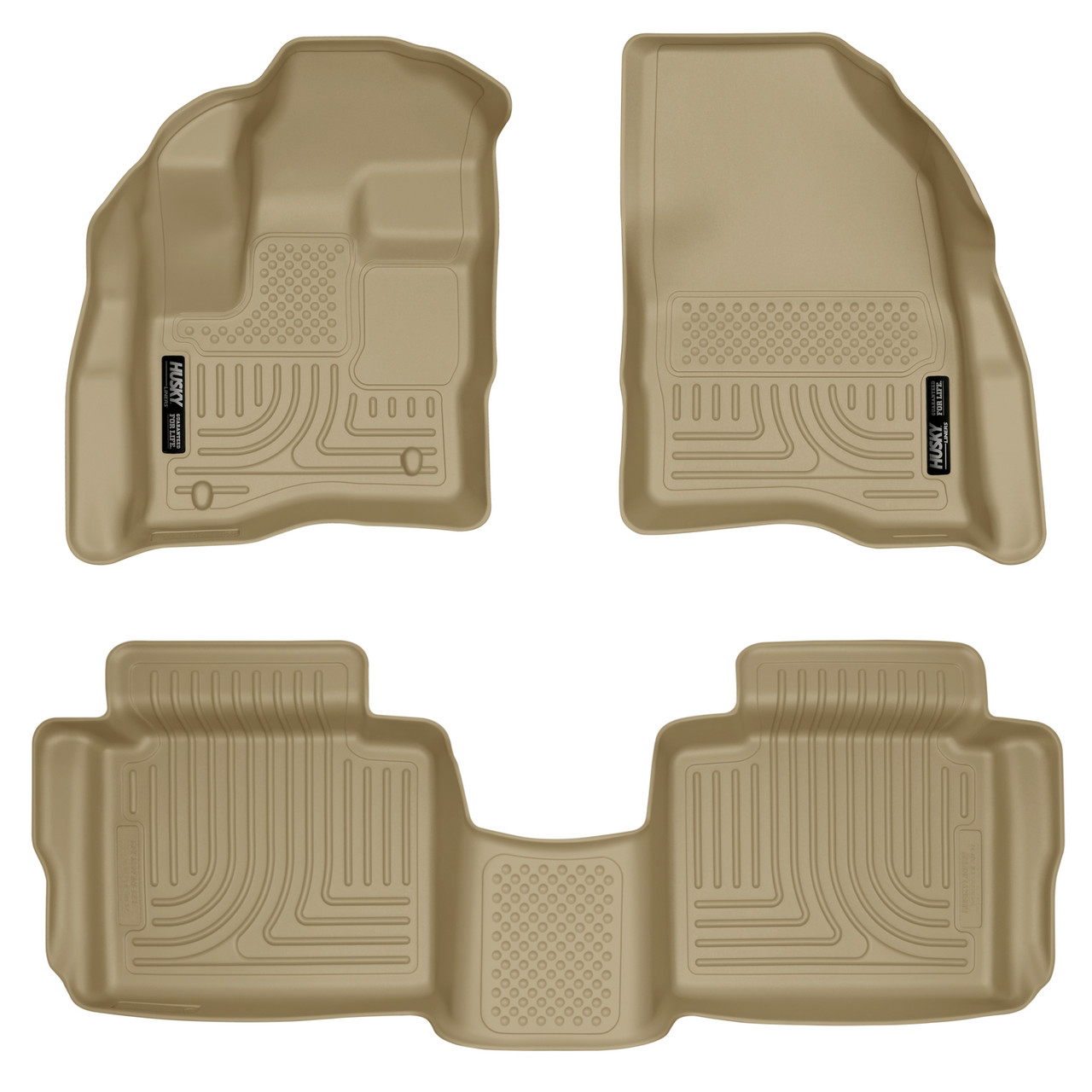 HUSKY LINERS 98703 WEATHERBEATER FRONT & 2ND SEAT FLOOR LINERS FOR 2010-2019 TAURUS TAN