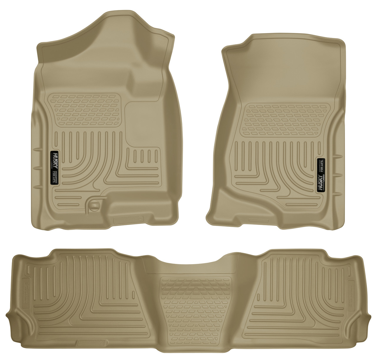 HUSKY LINERS 98253 WEATHERBEATER FRONT & 2ND SEAT FLOOR LINERS FOR 2007-2014 ESCALADE/TAHOE/YUKON TAN