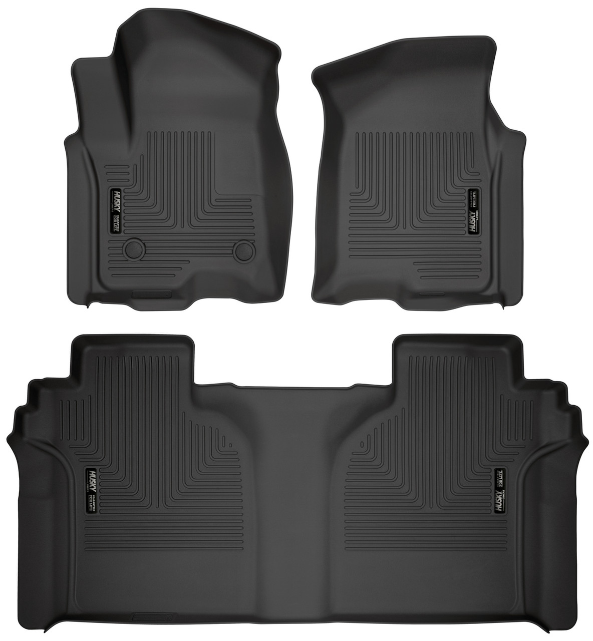 HUSKY LINERS 94021 WEATHERBEATER FRONT & 2ND SEAT FLOOR LINERS FOR 2019-2026 SILVERADO/SIERRA 1500/2500 HD/3500 HD 3 PIECE CREW CAB