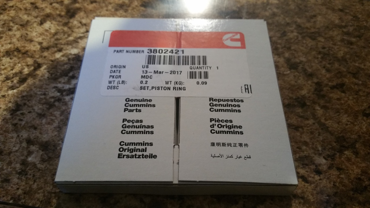 CUMMINS 3802487 OEM ENGINE PISTON KIT – STANDARD BORE (STOCK BOWL) – RAM 5.9L 12-VALVE (1994–1998)