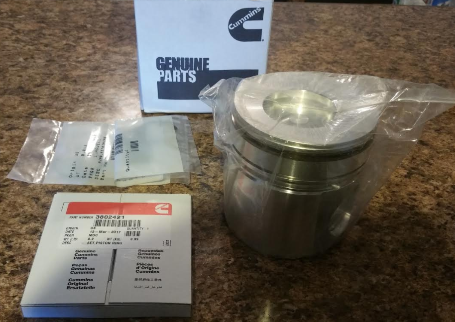 CUMMINS 3802160 OEM ENGINE PISTON KIT (MARINE STYLE BOWL, STANDARD BORE) – 5.9L 12-VALVE 6BT (1989–1998)