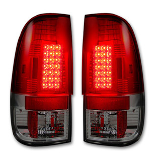 RECON 264172RD FORD SUPER DUTY F250HD/350/450/550 99-07 & F150 97-03 TAIL LIGHTS LED RED