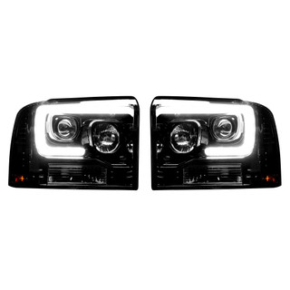 RECON 264193BKC PROJECTOR HEADLIGHTS OLED HALOS DRL SMOKED/BLACK 05-07 FORD SUPER DUTY