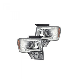 RECON 264190CLC PROJECTOR HEADLIGHTS OLED HALOS & DRL CLEAR/CHROME 09-14 FORD F150 & RAPTOR